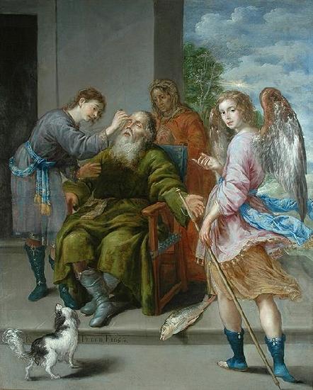 Tobias curando la ceguera a su padre, Antonio de Pereda